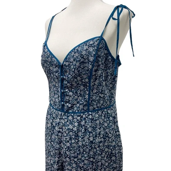 ALI & JAY Lagoon Stolls Blue Floral Wide-Leg Jumpsuit, size large. Damage flaws - Picture 16 of 17